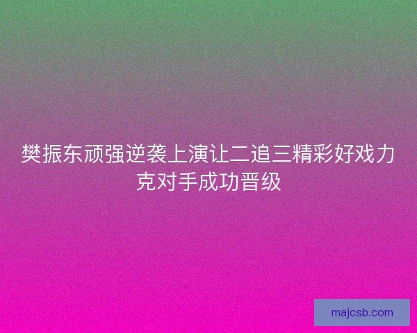 樊振东顽强逆袭上演让二追三精彩好戏力克对手成功晋级
