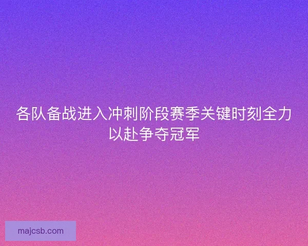 各队备战进入冲刺阶段赛季关键时刻全力以赴争夺冠军